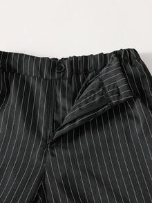 SHEIN 两件套青少年男士绅士套装 - 黑色条纹修身马甲 + 黑色条纹长裤，优雅商务正装，适合生日、婚礼、婚礼宾客、花童、戒指童等场合。 - 黑色 - 查看 5