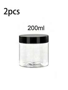 带盖广口瓶 - 透明PET储存容器,用于存放面霜、面膜和美术用品,密封化妆品收纳盒 - 黑色 - 查看 10