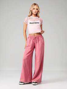 Missguided x Playboy 网眼露脐上衣搭配吊带背心内衬两件套夏季休闲街头风 - 彩色 - 查看 3