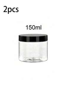 带盖广口瓶 - 透明PET储存容器,用于存放面霜、面膜和美术用品,密封化妆品收纳盒 - 黑色 - 查看 11