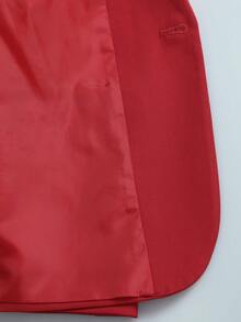 SHEIN 5pcs Tween Boys Suit Set - Notch Lapel Blazer + Single-Breasted Vest + Half-Elastic Waist Pants + Solid White Shirt + Tie, Suitable For Daily Wear, Awards Ceremony, Birthday Party, Wedding, Wedding Guest, Pageboy, Ring Boy - Red - View 8