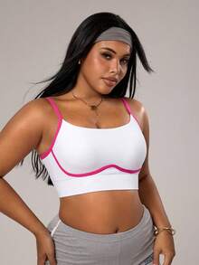 SHEIN Sovereign Charm Plus Size Women Seamless White Sports Bra - White - View 7