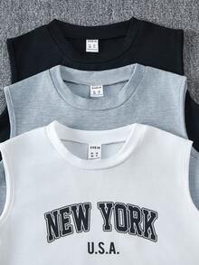 男童休闲字母印花背心 - 彩色 - 查看 6