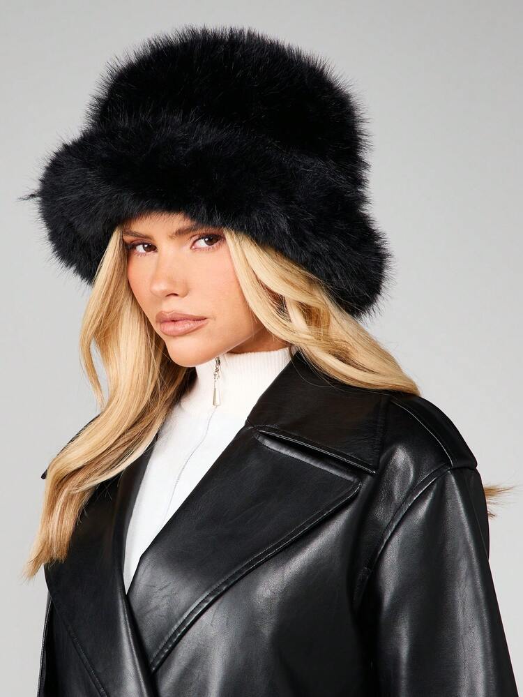 MISSGUIDED Fischerhut aus Kunstpelz mit warmem Futter