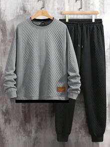 Manfinity Homme 男士撞色滚边套头衫卫衣和运动裤套装