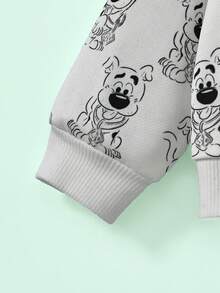 SCOOBY-DOO X SHEIN 2pcs Baby Boy Cartoon Puppy & Letter Graphic Casual Long Sleeve Sweatshirt And Pants Sports Outfit Baby Tracksuit - Grey - View 4