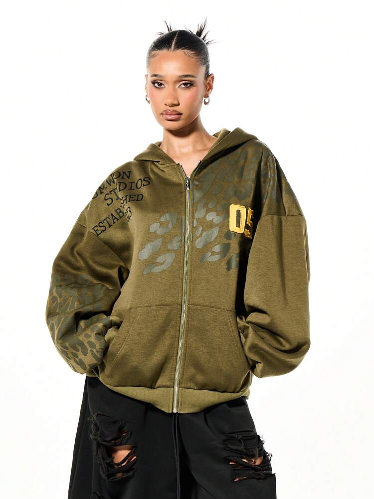 Camouflage Full Zip Hoodie With Hood