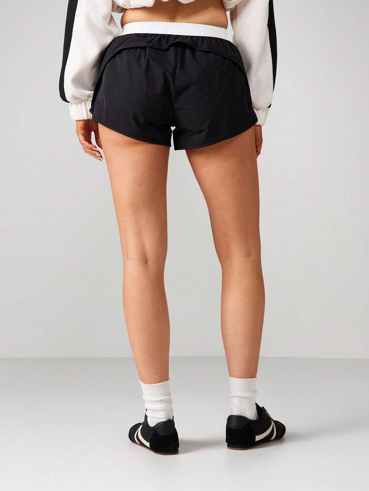MISSGUIDED High Waisted Athletic Shorts With Logo Band