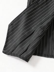 SHEIN 两件套青少年男士绅士套装 - 黑色条纹修身马甲 + 黑色条纹长裤，优雅商务正装，适合生日、婚礼、婚礼宾客、花童、戒指童等场合。 - 黑色 - 查看 8