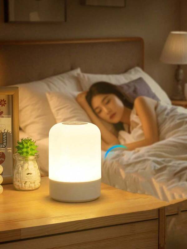 1 pieza Luz nocturna, lámpara de escritorio recargable, lámpara táctil de mesita de noche para el dormitorio, luz de sueño que cuida los ojos para alimentar al bebé