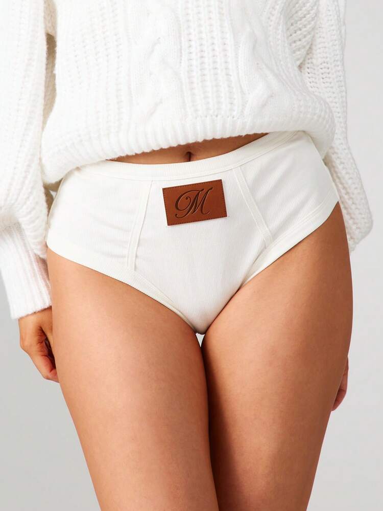 MISSGUIDED Gerippter Baumwollslip mit Logo-Patch