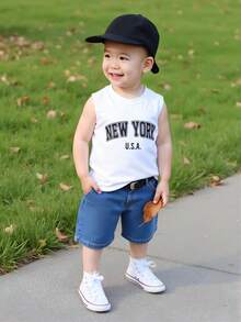 男童休闲字母印花背心 - 彩色 - 查看 4