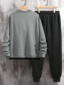 Manfinity Homme 男士撞色滚边套头衫卫衣和运动裤套装