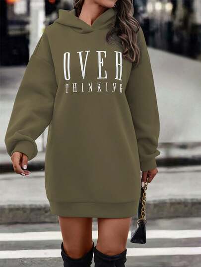 EMERY ROSE Oversized Letter Graphic Sweatshirt, Casual Long Sleeve Pullover