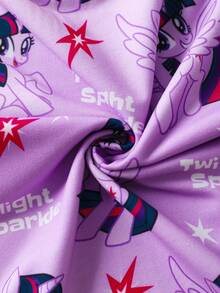 My Little Pony X SHEIN 女童卡通可爱渐变紫色卡通印花宽松圆领长袖T恤 - 紫色 - 查看 6