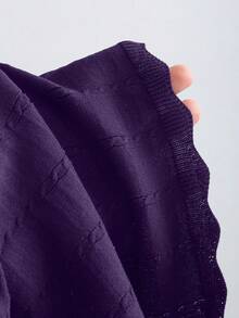 GlowEve Đầm dệt kim ngắn tay dài, thanh lịch kiểu Pháp mùa thu sớm, thích hợp cho công sở, với viền bèo nhún. - Màu tím  Violet - Xem 6