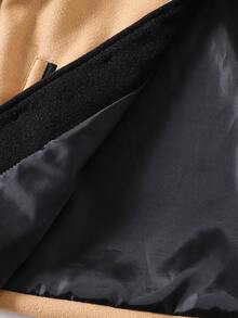 SHEIN 1件男童休闲撞色立领外套，秋冬季轻薄灰色长袖羊毛大衣，新款上市，适合日常穿着、户外活动、校园等场合。 - 卡其色 - 查看 8