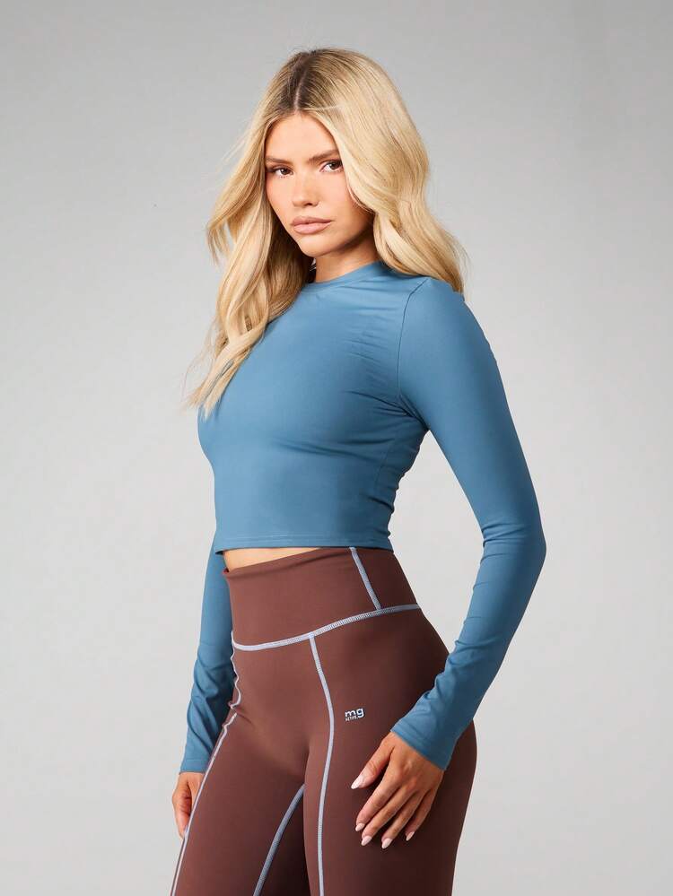 MISSGUIDED Active Long Sleeve Crop Top With Open Back Cut Out Detail For Workout Training