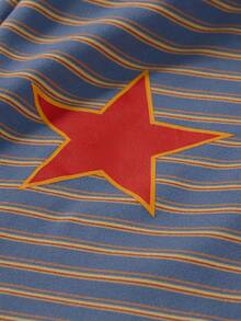 Rina Fox 女士五角星印花抽绳腰条纹舒适裤 - 霧霾藍 - 查看 3