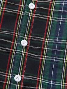 SHEIN 1 Áo sơ mi kẻ sọc kiểu Anh cho bé trai - Kẻ sọc nhiều màu cổ điển + Nơ xanh navy, thích hợp mặc dự tiệc và mặc hàng ngày, Xuân/Thu - màu xanh lá - Xem 5