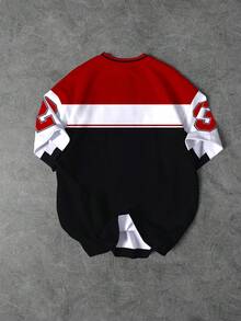 Aesthetic Post 加州23星图案运动圆领T恤，复古街头风经典黑白红撞色男士休闲运动圆领T恤 - 彩色 - 查看 2