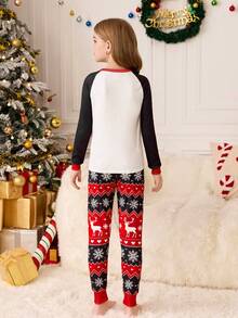 SHEIN Tween Mädchen Weihnachts-Pyjamas für die ganze Familie, enge Passform