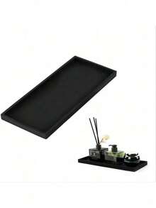 2 尺寸浴室梳妆台托盘厨房水槽托盘厕所水箱托盘浴室柜台收纳器香水珠宝钥匙珠宝戒指蜡烛托盘浴室梳妆台托盘厨房水槽托盘厕所水箱托盘浴室柜台收纳器香水珠宝钥匙珠宝戒指蜡烛托盘 - 黑色 - 查看 2