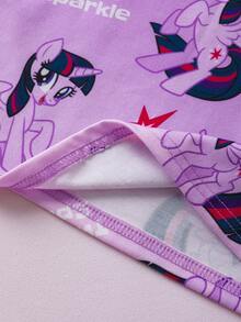 My Little Pony X SHEIN 女童卡通可爱渐变紫色卡通印花宽松圆领长袖T恤 - 紫色 - 查看 7