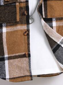 1pc Young Boy Casual Plaid Front Flap Pocket Shacket, Suitable For 4-7 Years Old Boys To Wear For Outings And School In Winter, Autumn And Spring - Yellow - View 4