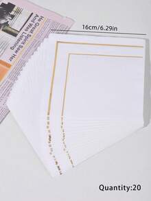 20pcs Paper Disposable Napkin, Simple Metallic Line Pattern Paper Dinner Napkin For Party - Multicolor - View 17