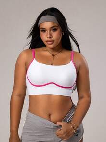 SHEIN Sovereign Charm Plus Size Women Seamless White Sports Bra - White - View 6