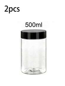 带盖广口瓶 - 透明PET储存容器,用于存放面霜、面膜和美术用品,密封化妆品收纳盒 - 黑色 - 查看 13