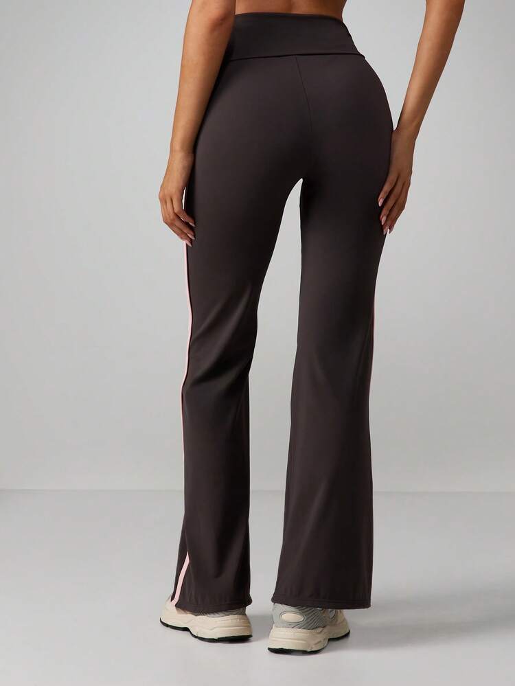 Missguided x Playboy High Rise Flared Sports Leggings With Side Stripe Detail And Logo Branding For Yoga Fitness Training Athleisure Wear