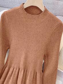 GlowEve Conjunto de dos piezas de elegante y sofisticado cárdigan casual de cuello redondo adelgazante y vestido de punto, para otoño/invierno - Rosa vieja - Ver 5