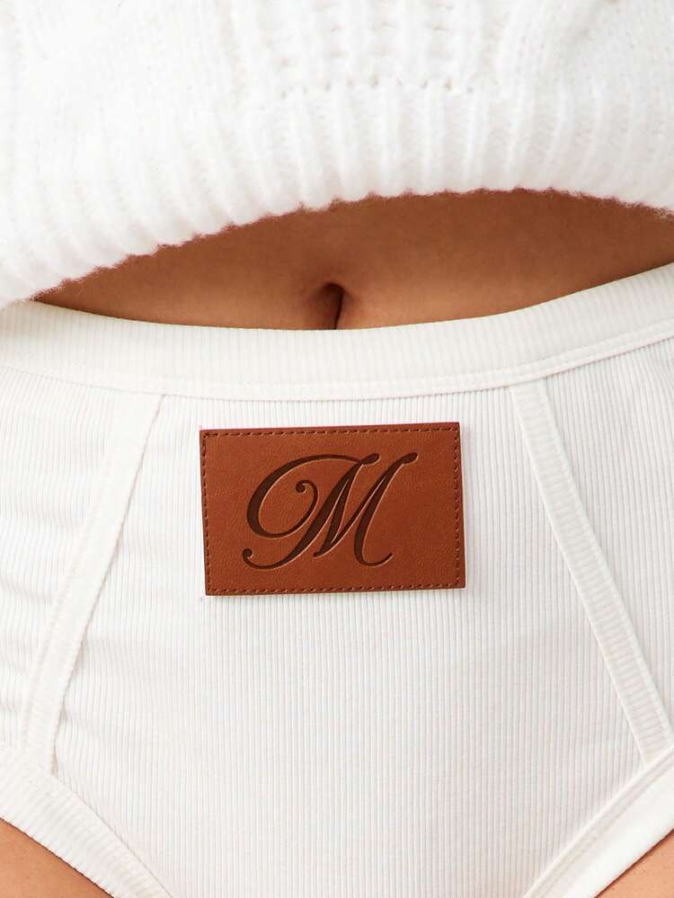 MISSGUIDED Gerippter Baumwollslip mit Logo-Patch