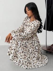 少女碎花编织V领长袖修身休闲A字法式连衣裙，秋冬新品，适合年轻女孩日常穿着、上学、秋冬季，搭配白衬衫，返校季、学院风、圣诞节、女孩冬装、圣诞服装、派对服装、日常上学、生日服装、公主装、母女/姐妹亲子装、万圣节。 - 杏色 - 查看 1