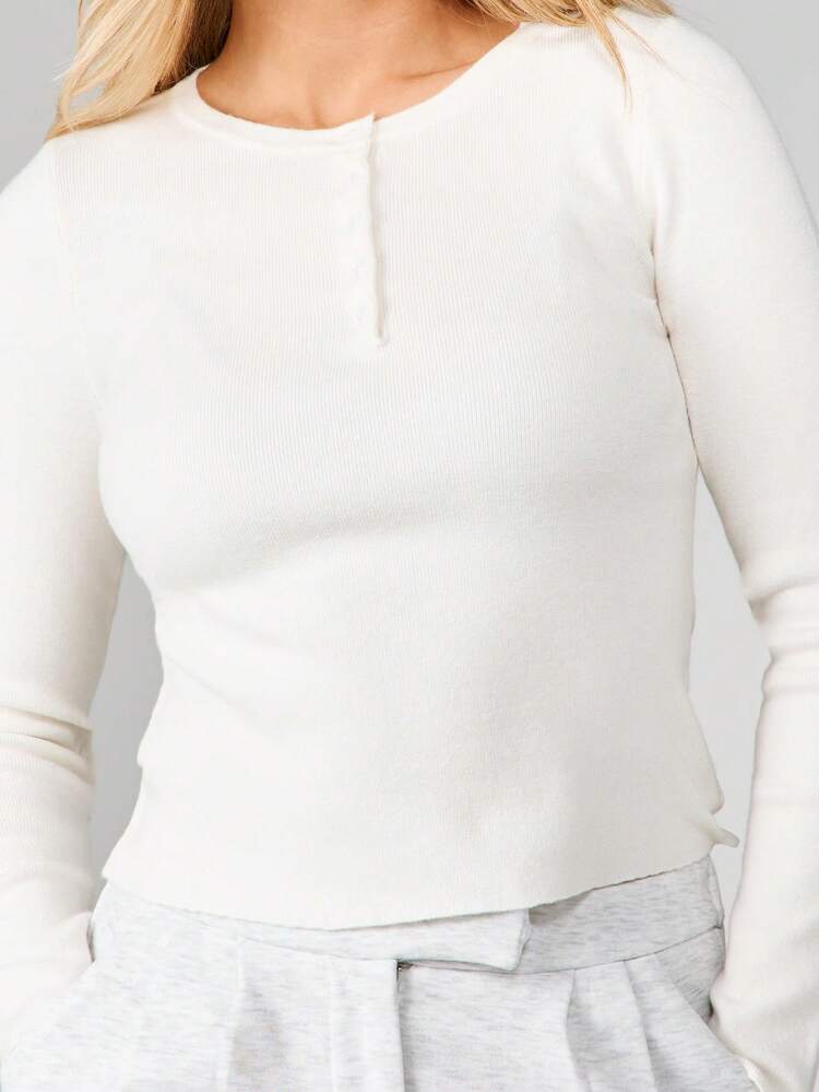 MISSGUIDED Ribbed Knit Long Sleeve Crew Neck Pullover Sweater Winter Wardrobe Essential