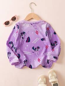 My Little Pony X SHEIN 女童卡通可爱渐变紫色卡通印花宽松圆领长袖T恤 - 紫色 - 查看 2