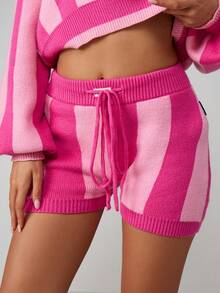 Missguided x Playboy Quần short dệt kim nữ có sọc dọc và thêu chữ thảo hoàn hảo cho trang phục mặc nhà mùa xuân hè - Nhiều màu - Xem 2