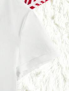 SHEIN EZwear Christmas Casual Merry Christmas Plaid Zebra & Cow Print Pattern Round Neck Short Sleeve Loose Women T-Shirt, Autumn/Winter Pullover Graphic