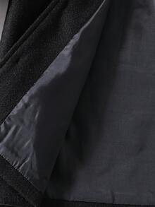 SHEIN 1件男童休闲撞色立领外套，秋冬轻薄灰色长袖羊毛大衣，新款上市，适合日常穿着、户外活动和校园穿着。 - 黑色 - 查看 8