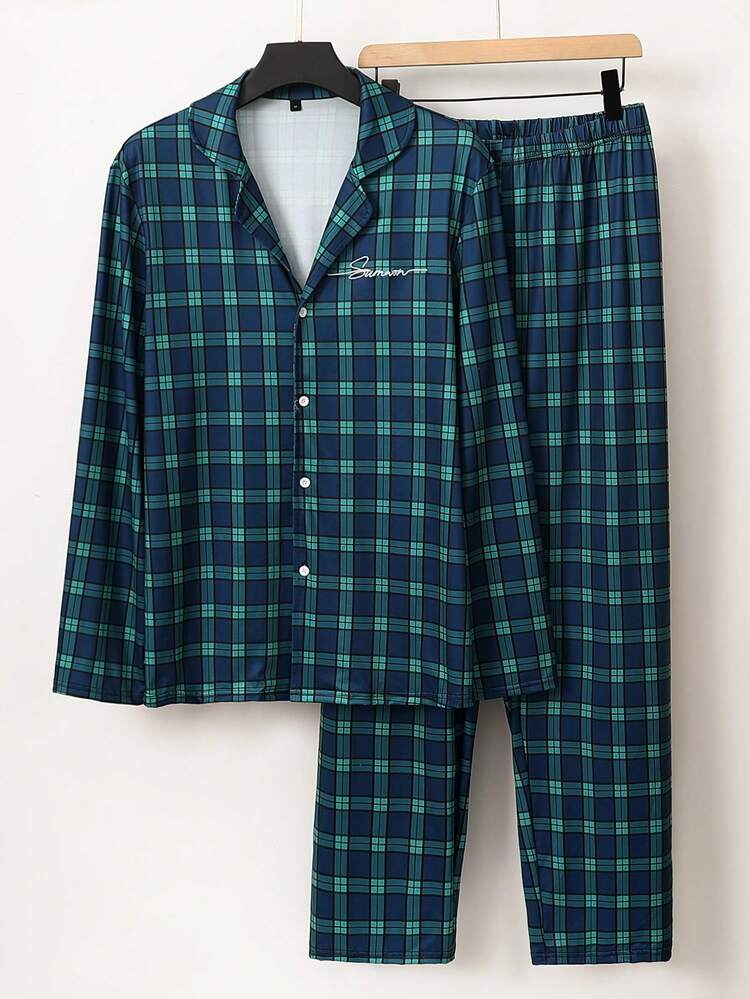 Button Up Plaid Pajama Set