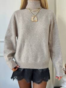 DAZY Women's Business Casual Turtleneck Sweater - Maroon - View 3