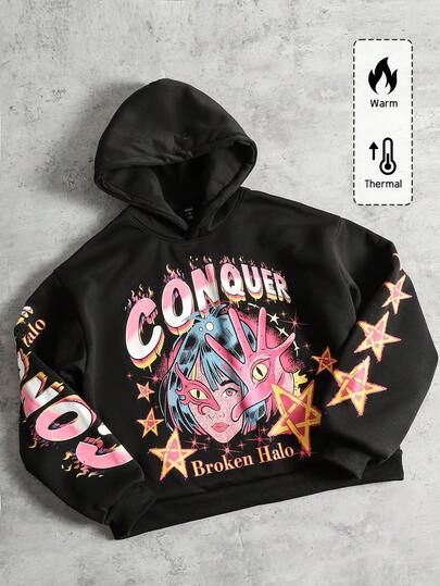 Street Life Men's Printed Pattern Hoodie, Loose Fit