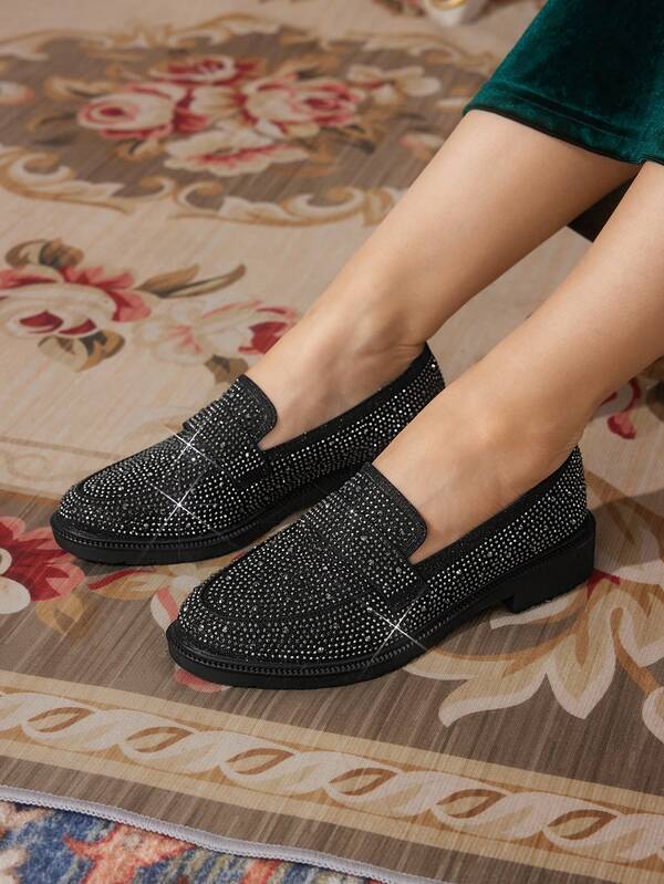 CUCCOO TILAWA Sapatos casuais confortáveis, sem cadarço, confortáveis, com decoração de strass metálicos e sensuais, adequados para primavera, outono, volta às aulas, férias de primavera, Páscoa, plataforma