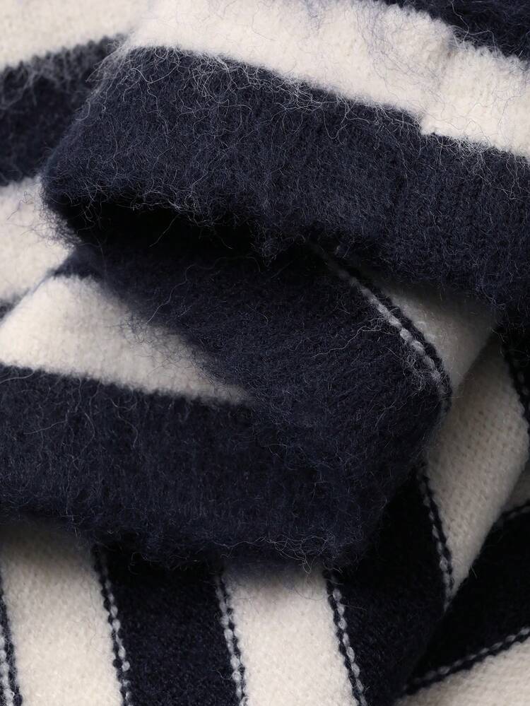 Women's Casual Striped Button-Up Long Sleeve Cardigan, Autumn/Winter