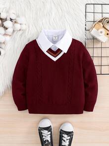 Zikori Little Byeori 这款男童休闲学院风V领条纹长袖针织衫，可爱、时尚又百搭。适合上下学通勤、日常休闲穿着，也适合幼儿园、生日派对、晚宴、演出、婚礼等场合，是返校季的理想之选。