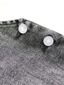 Young Girl Floral Print Pocket Design Wide Leg Casual Denim Jumpsuit