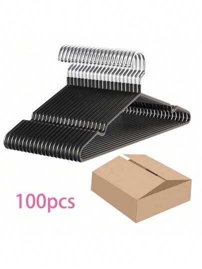 100PCS 60PCS 30PCS 20PCS 10PCS 1PC Rubber Coated Metal Hangers Non Slip Heavy Duty Space Saving Clothes Hangers Silver Hook For Shirt Dress Wardrobe Organizer