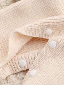 SHEIN 新生儿毛衣，时尚可爱针织3D蝴蝶结圆领按扣长袖荷叶边连脚连体衣，柔软舒适，适合春秋季日常穿着、外出、旅行、度假、居家、托儿所和宝宝玩耍。 - 杏色 - 查看 7